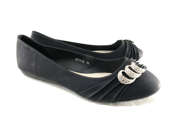 Ballerines mocassins à enfiler pour femmes, chaussures plates décontractées, noir # 8274