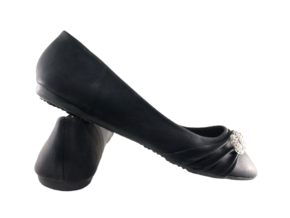 Ballerines mocassins à enfiler pour femmes, chaussures plates décontractées, noir # 8274