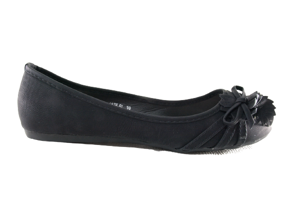 Mocassins ballerines chaussures basses pour femmes sans lacets décontractées noir # 1876