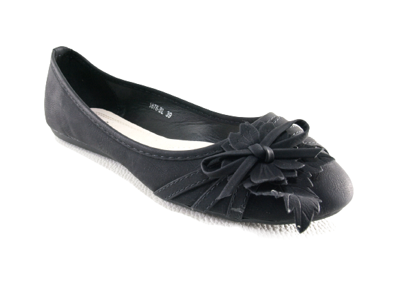 Mocassins ballerines chaussures basses pour femmes sans lacets décontractées noir # 1876