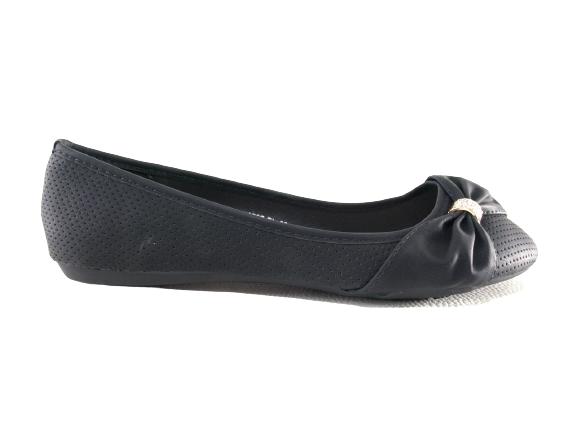 Ballerines mocassins à enfiler pour femme, chaussures basses, style décontracté, noir # 9707