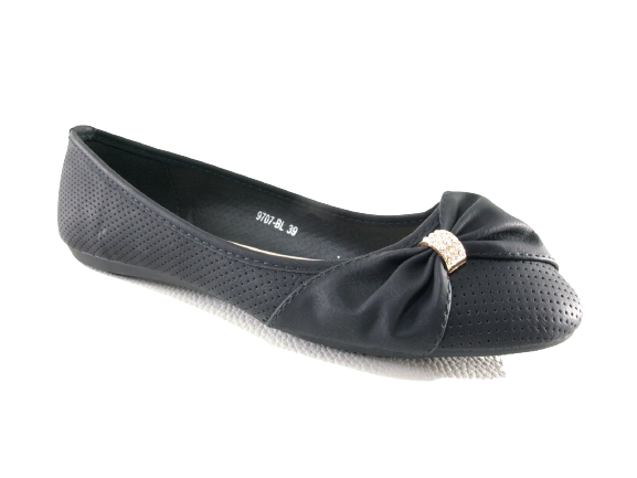 Damen Slipper Halbschuhe Ballerina Loafer Mokassins Slip On Flats Freizeit Black # 9707