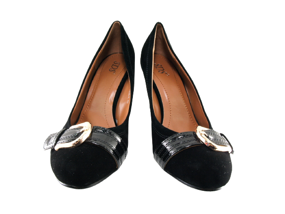 Women's Wedge Pumps Wedges Shoes Black Velour Look # 7835