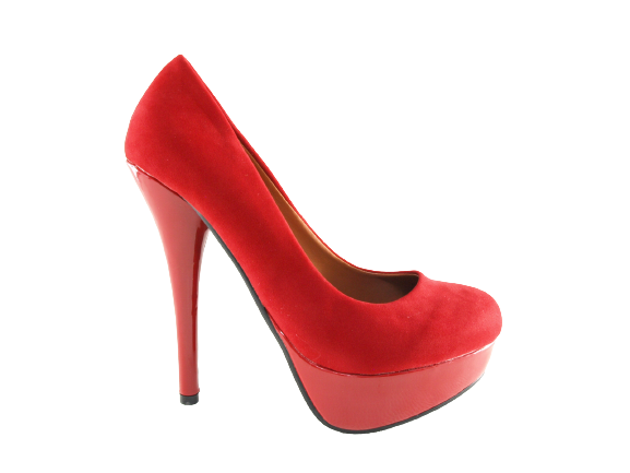 Women's High Heel Platform Pumps Evening Shoes Stilettos Red Velour Look # 7682