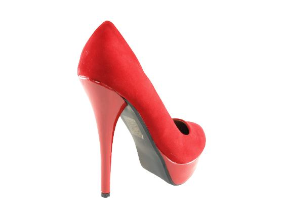 Escarpins compensés à talons hauts pour femmes, chaussures de soirée, stilettos, aspect velours rouge # 7682