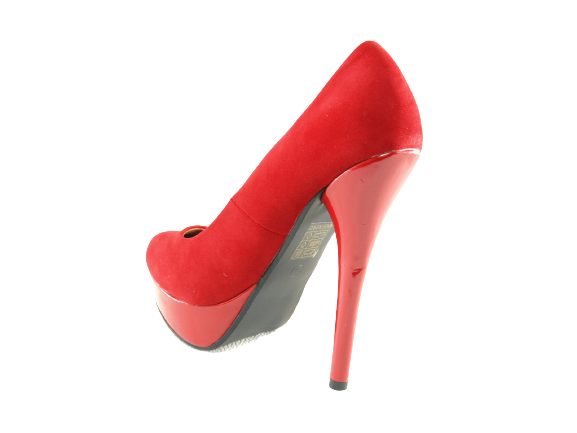 Escarpins compensés à talons hauts pour femmes, chaussures de soirée, stilettos, aspect velours rouge # 7682