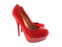 Damen High Heel Plateau Pumps Abendschuhe Stilettos Red Velour Optik # 7682