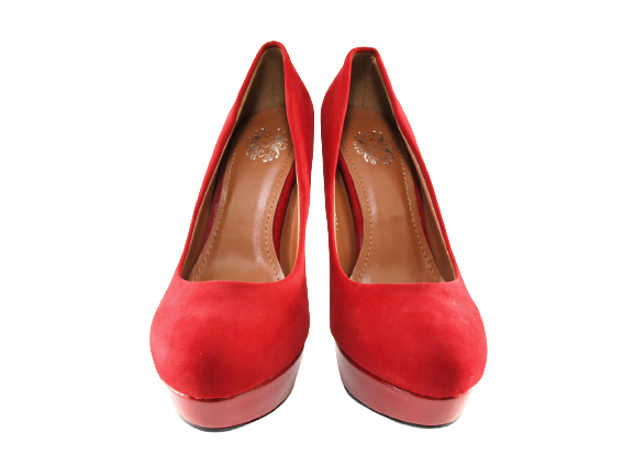 Escarpins compensés à talons hauts pour femmes, chaussures de soirée, stilettos, aspect velours rouge # 7682