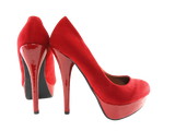 Damen High Heel Plateau Pumps Abendschuhe Stilettos Red Velour Optik # 7682