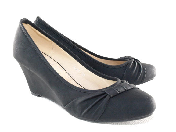 Damen Keilabsatz Pumps Wedges Black # 9381