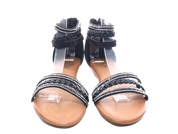 Sandales compensées pour femmes chaussures d'été nu-pieds noir # 6721