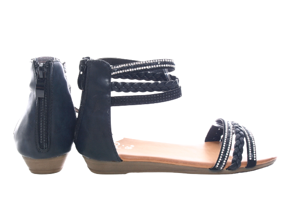 Sandales compensées pour femmes chaussures d'été nu-pieds noir # 6721