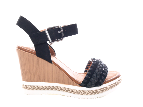 Sandales compensées à plateforme pour femme style spartiate Noir # 6525