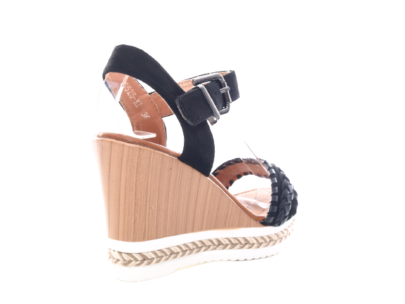 Sandales compensées à plateforme pour femme style spartiate Noir # 6525