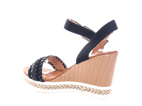 Sandales compensées à plateforme pour femme style spartiate Noir # 6525
