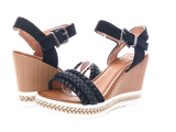 Damen Keilabsatz Wedges Plateau Sandalen Sandaletten Keilabsatz Römer Black # 6525