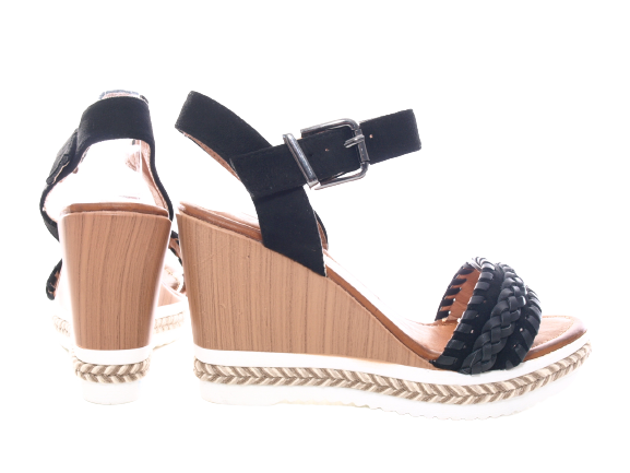 Sandales compensées à plateforme pour femme style spartiate Noir # 6525