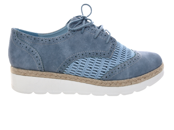 Chaussures femme créateur richelieus chaussures à plateau bleu # 534