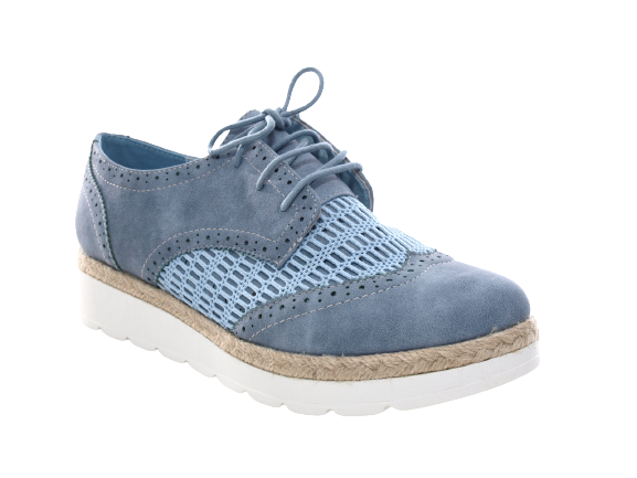 Chaussures femme créateur richelieus chaussures à plateau bleu # 534