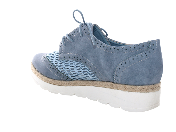 Chaussures femme créateur richelieus chaussures à plateau bleu # 534