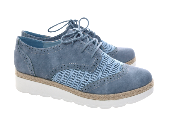 Chaussures femme créateur richelieus chaussures à plateau bleu # 534