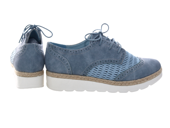 Chaussures femme créateur richelieus chaussures à plateau bleu # 534