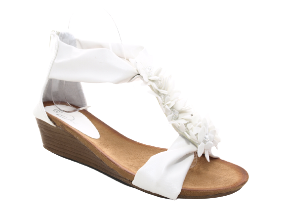 Sandales à talons compensés chaussures d'été nu-pieds blanc # 73