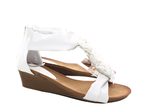 Sandales à talons compensés chaussures d'été nu-pieds blanc # 73
