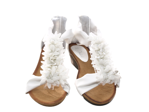 Sandales à talons compensés chaussures d'été nu-pieds blanc # 73