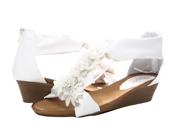 Sandales à talons compensés chaussures d'été nu-pieds blanc # 73