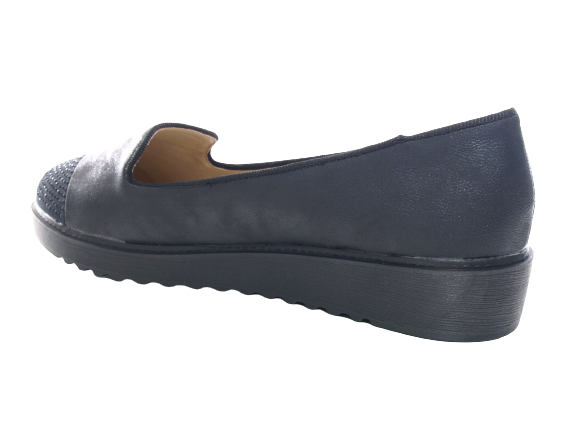 Mocassins ballerines à enfiler pour femme, chaussures plates décontractées, noir # 001