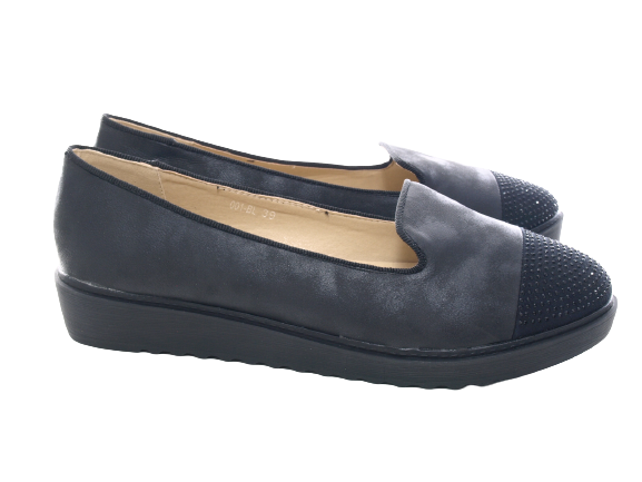 Mocassins ballerines à enfiler pour femme, chaussures plates décontractées, noir # 001