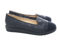 Damen Slipper Ballerina Loafer Mokassins Slip On Flats Freizeit Black #  001