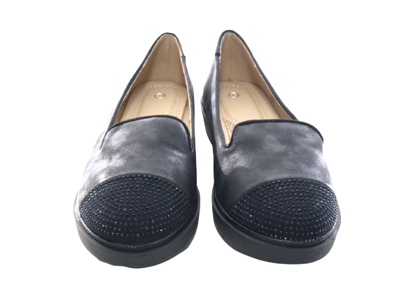 Mocassins ballerines à enfiler pour femme, chaussures plates décontractées, noir # 001