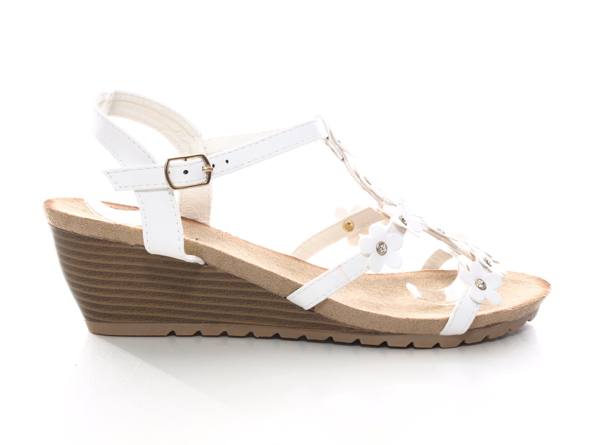 Sandales à talons compensés chaussures d'été nu-pieds blanc # 91
