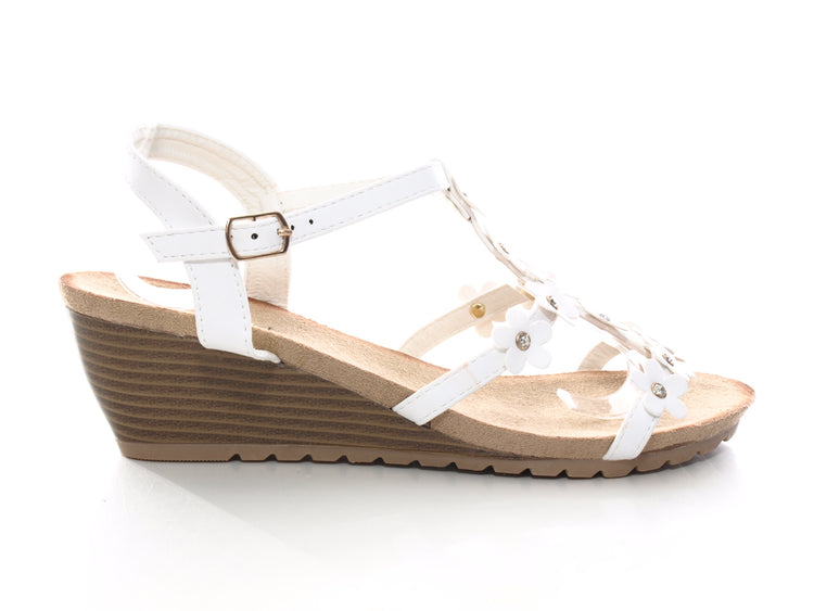 Sandales à talons compensés chaussures d'été nu-pieds blanc # 91