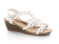 Keilabsatz Sandalen Sommerschuhe Sandaletten White # 91