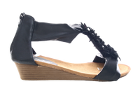 Damen Keilabsatz Sandalen Sommerschuhe Sandaletten Black # 73