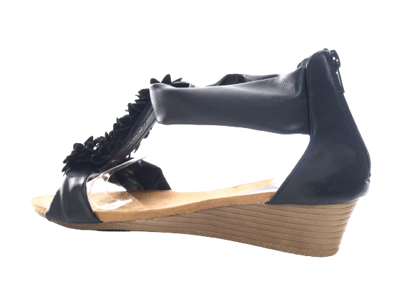 Sandales compensées pour femmes chaussures d'été nu-pieds noir # 73