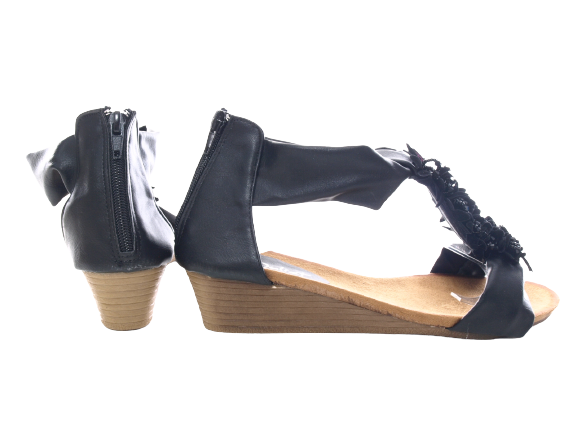 Sandales compensées pour femmes chaussures d'été nu-pieds noir # 73