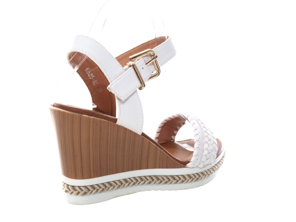 Damen Keilabsatz Wedges Plateau Sandalen Sandaletten Keilabsatz Römer White # 6525