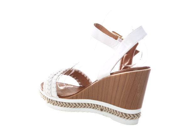Damen Keilabsatz Wedges Plateau Sandalen Sandaletten Keilabsatz Römer White # 6525