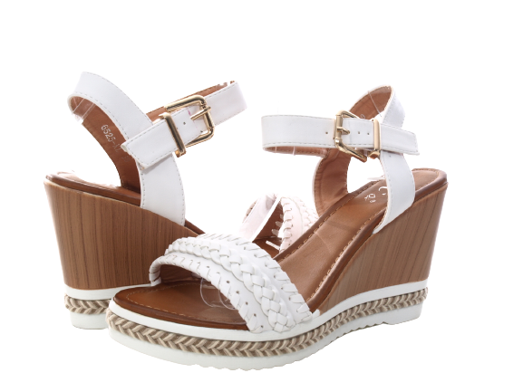Sandales compensées à plateforme pour femme, style spartiate, blanc # 6525