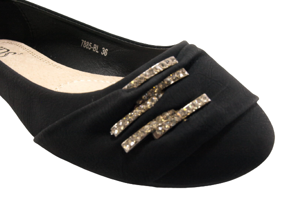 Ballerines mocassins sans lacets pour femmes, chaussures plates décontractées, noir # 7885