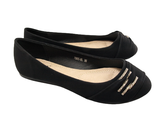 Ballerines mocassins sans lacets pour femmes, chaussures plates décontractées, noir # 7885