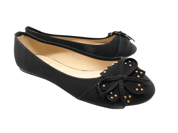 Women's Slip-On Shoes Ballerinas Loafers Moccasins Slip-Ons Flats Leisure Black # 9617