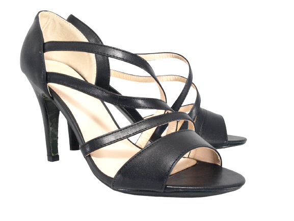 Escarpins à talons hauts pour femmes, chaussures de soirée, brides, noir # 25816