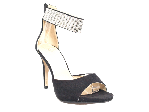 Damen High Heels Abendschuhe Straß Pumps Riemen Black # 9470