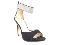 Damen High Heels Abendschuhe Straß Pumps Riemen Black # 9470