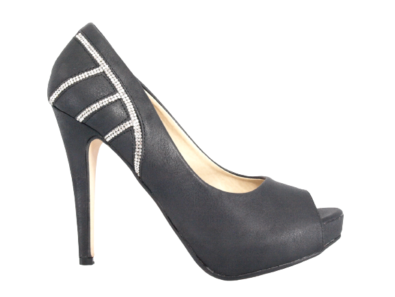 Escarpins femme à talons hauts, peep toe, chaussures de soirée noir # 0199